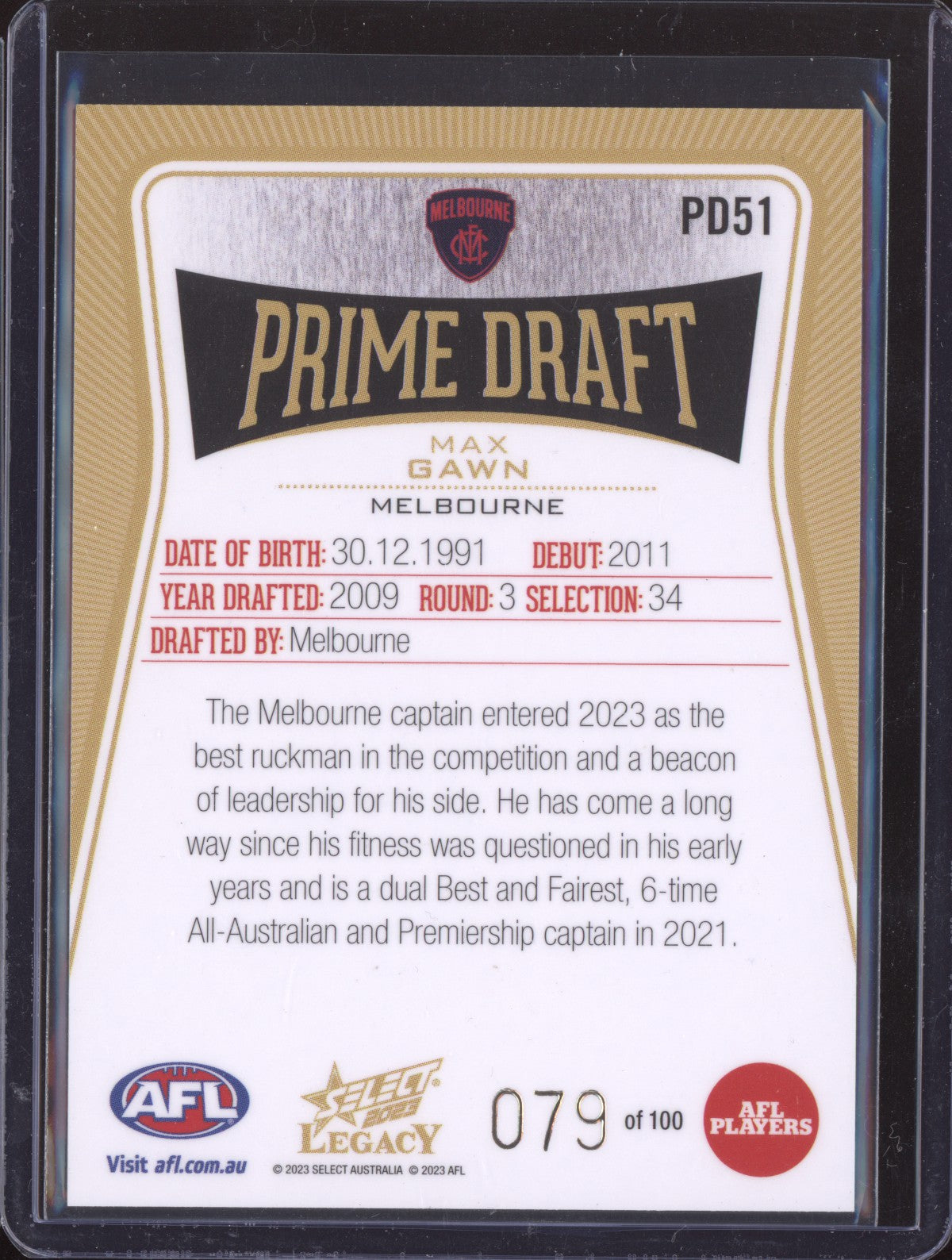 Max Gawn 2023 Select Legacy Prime Draft 79/100