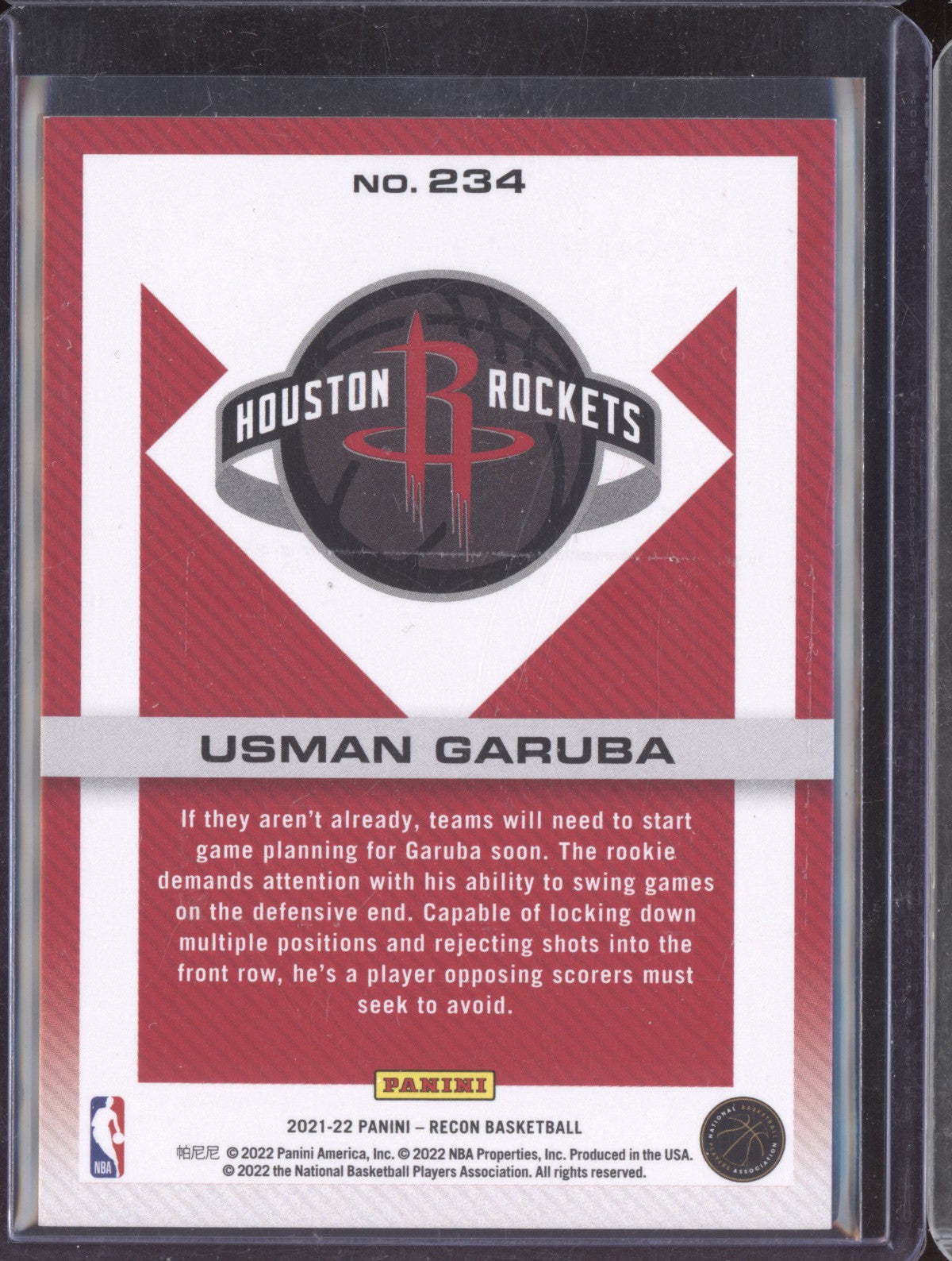 Usman Garuba 2021-22 Panini Recon Orange FOTL RC 1/18