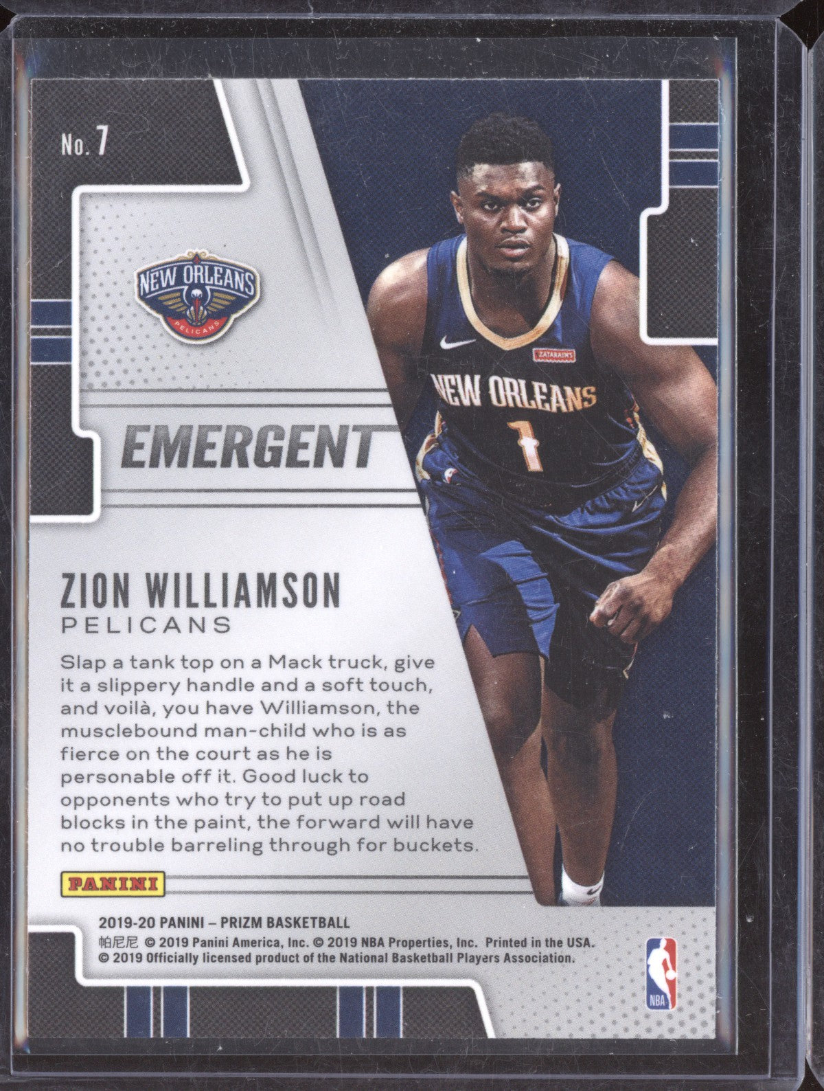 Zion Williamson 2019-20 Panini Prizm Emergent RC