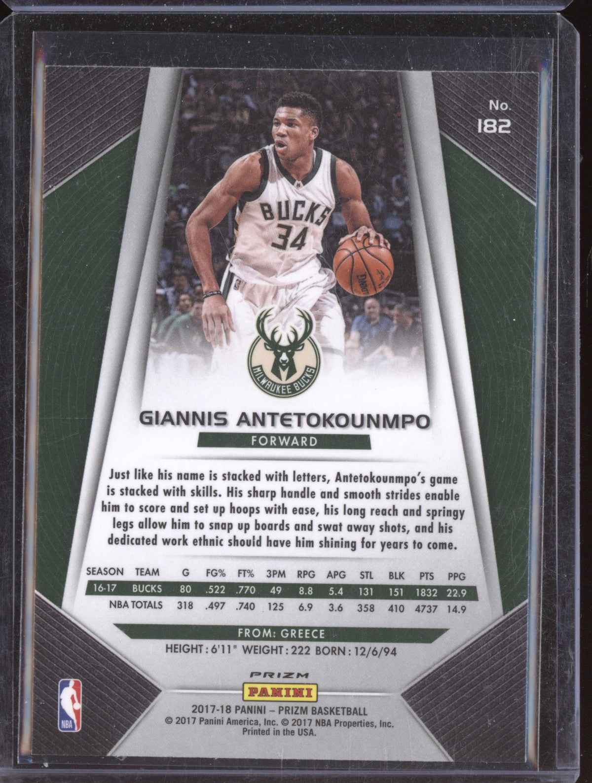 Giannis Antetokounmpo 2017-18 Panini Prizm Ruby Wave