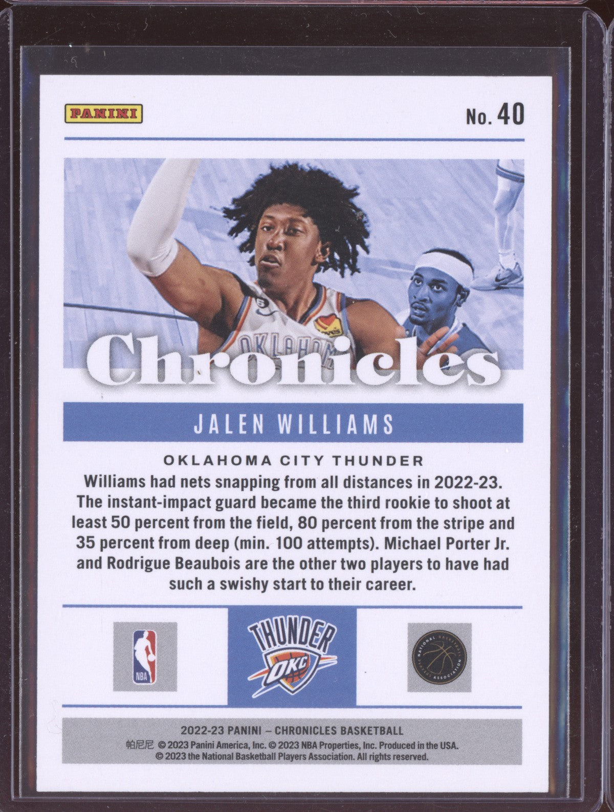 Jalen Williams 2022-23 Panini Chronicles Red RC 130/149