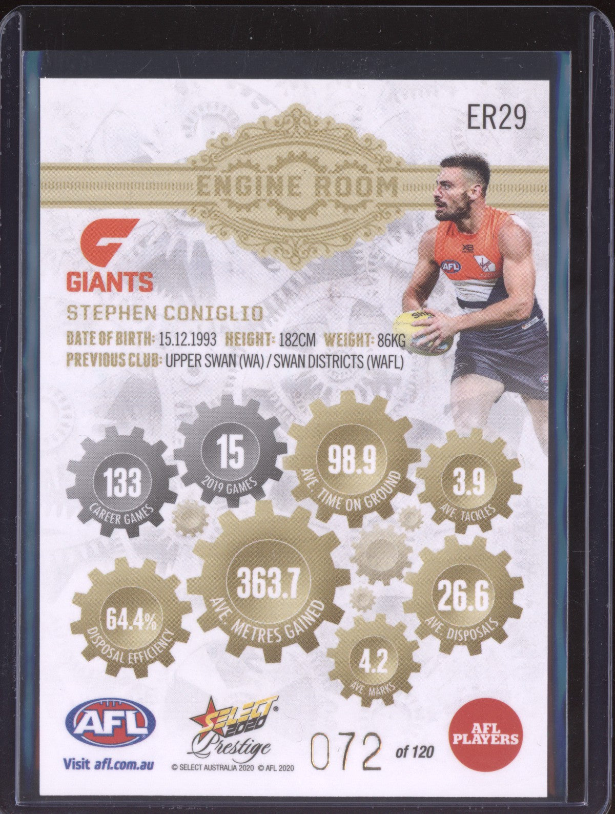 Callan Ward 2020 Select Footy Stars Prestige Engine Room 72/120