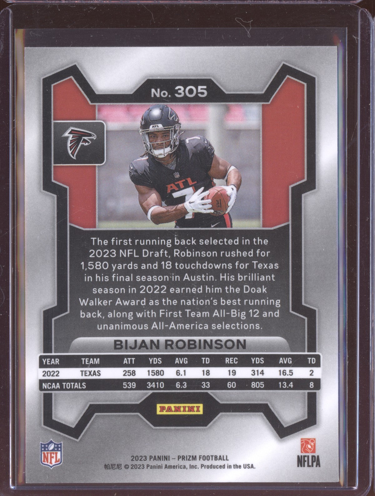 Bijan Robinson 2023 Panini Prizm RC