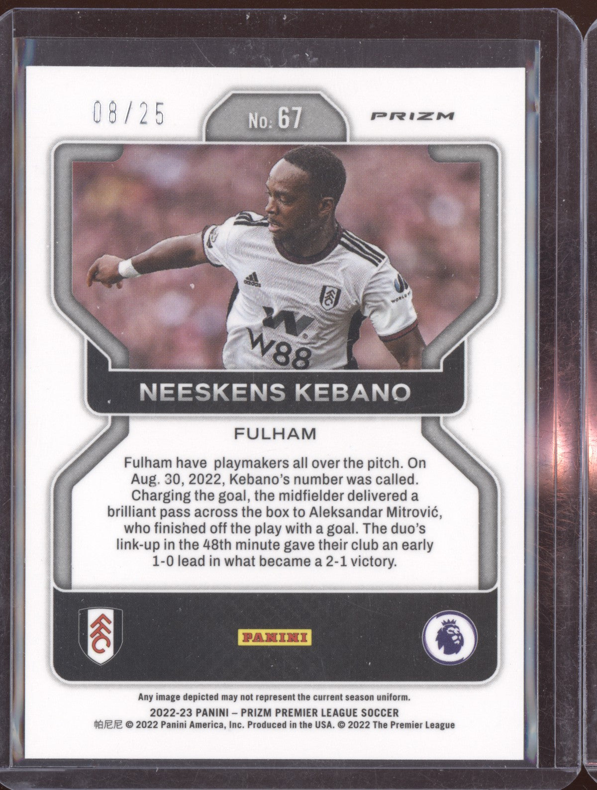 Neeskens Kebano 2022-23 Panini Prizm Premier League Breakaway Purple 8/25