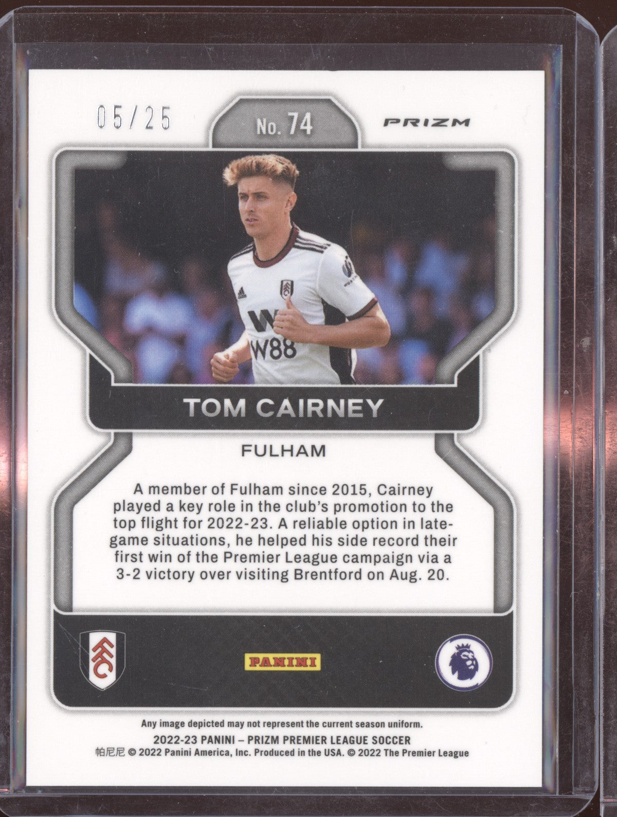Tom Cairney 2022-23 Panini Prizm Premier League Breakaway Purple 5/25