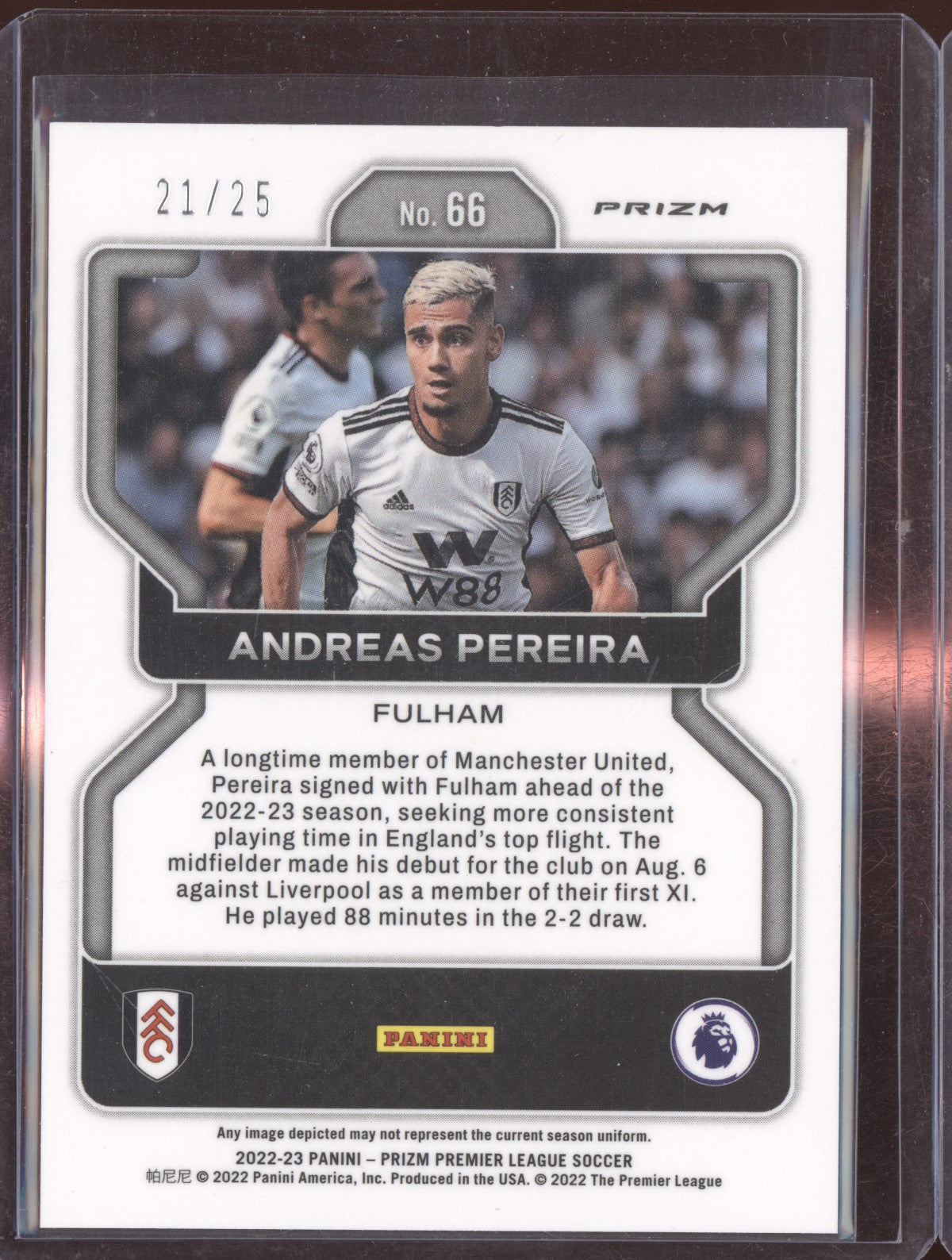 Andreas Pereira 2022-23 Panini Prizm Premier League Blue Mojo 21/25