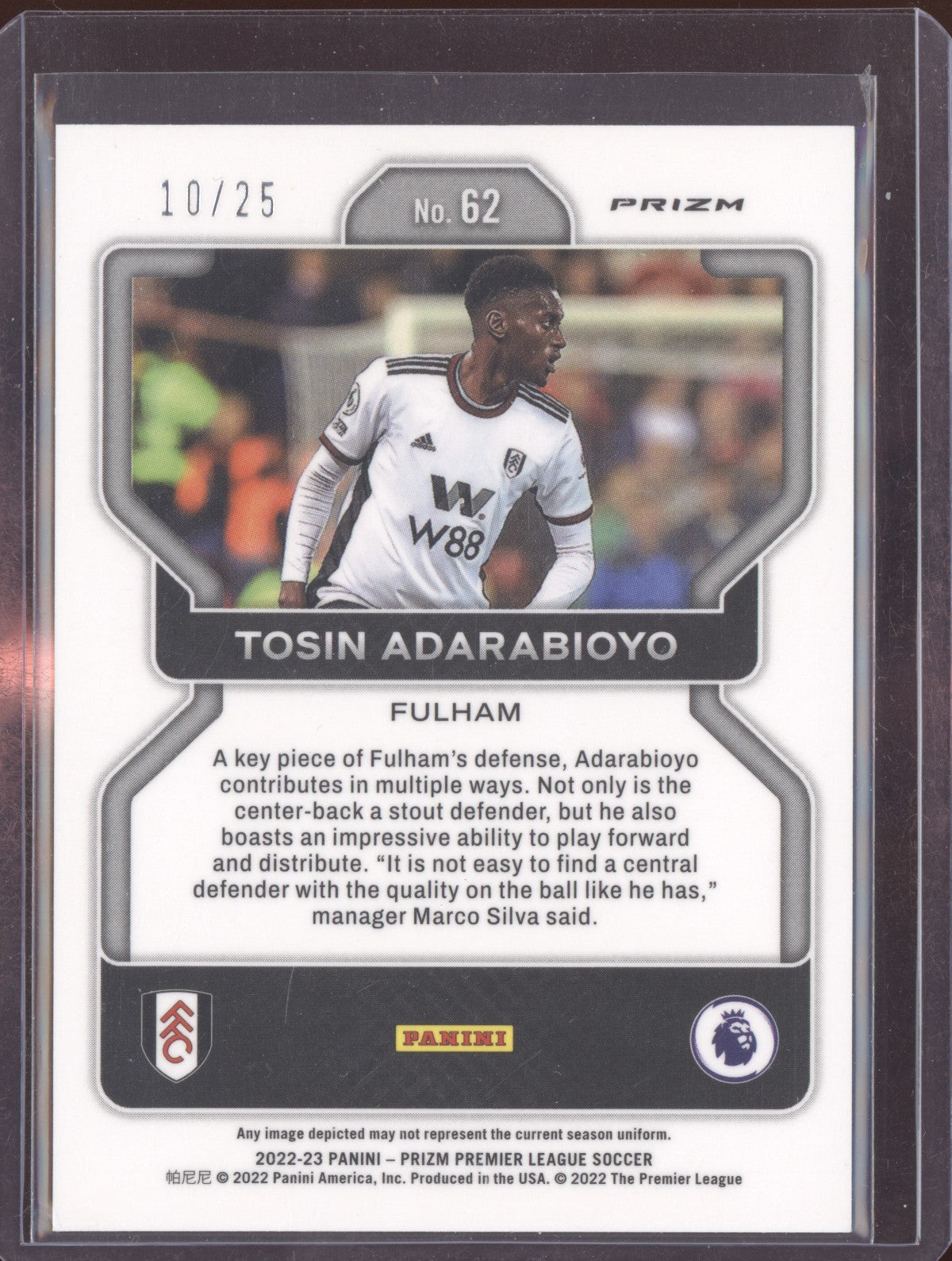 Tosin Adarabioyo 2022-23 Panini Prizm Premier League Blue Mojo 10/25