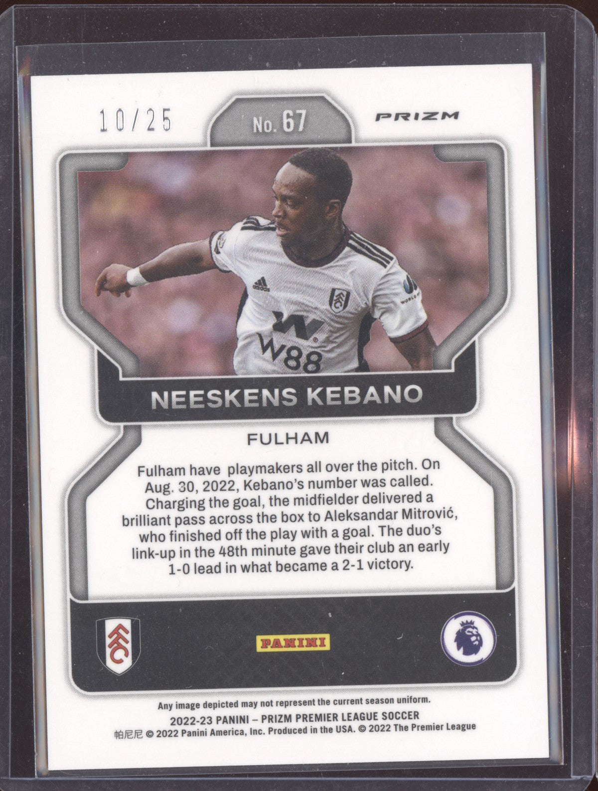 Neeskens Kebano 2022-23 Panini Prizm Premier League Blue Mojo 10/25