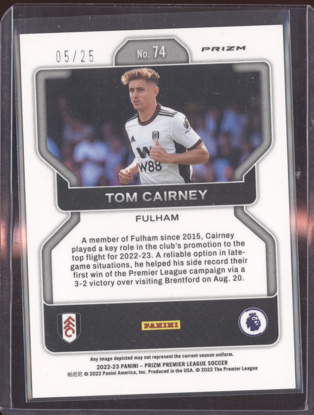 Tom Cairney 2022-23 Panini Prizm Premier League Blue Mojo 5/25