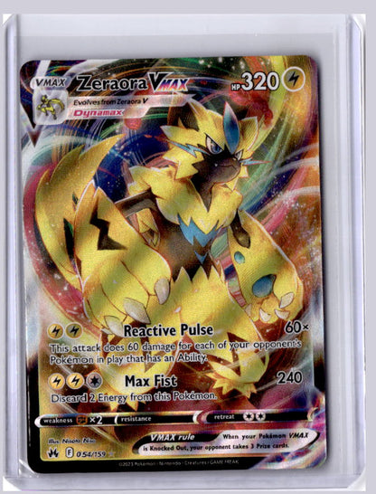 Zeraora VMAX 2023 Pokemon Crown Zenith Holo Rare VMAX 054/159