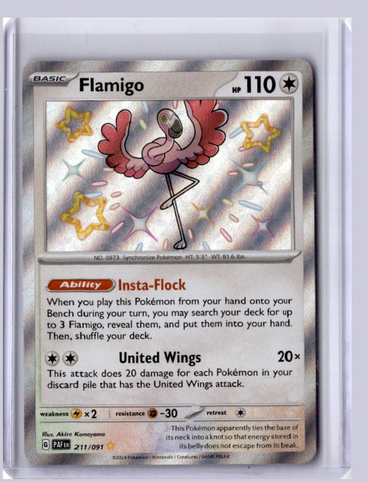 Flamigo 2024 Pokemon Paldean Fates Shiny Rare 211/091