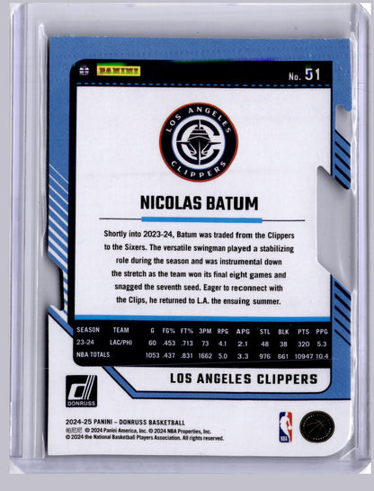 Nicolas Batum 2024 Panini Donruss Die Cut Press Proof 59/75
