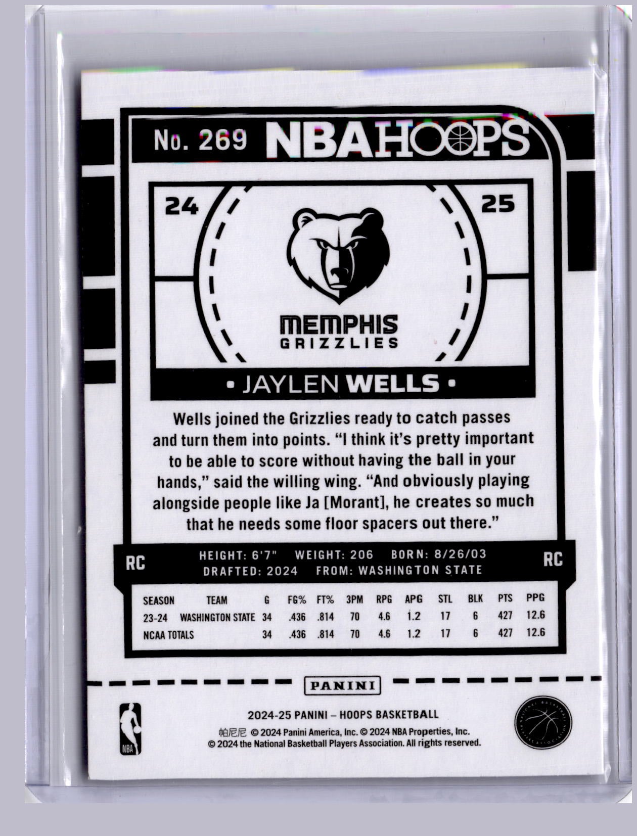Jaylen Wells 2023 Panini Prizm Glitter RC