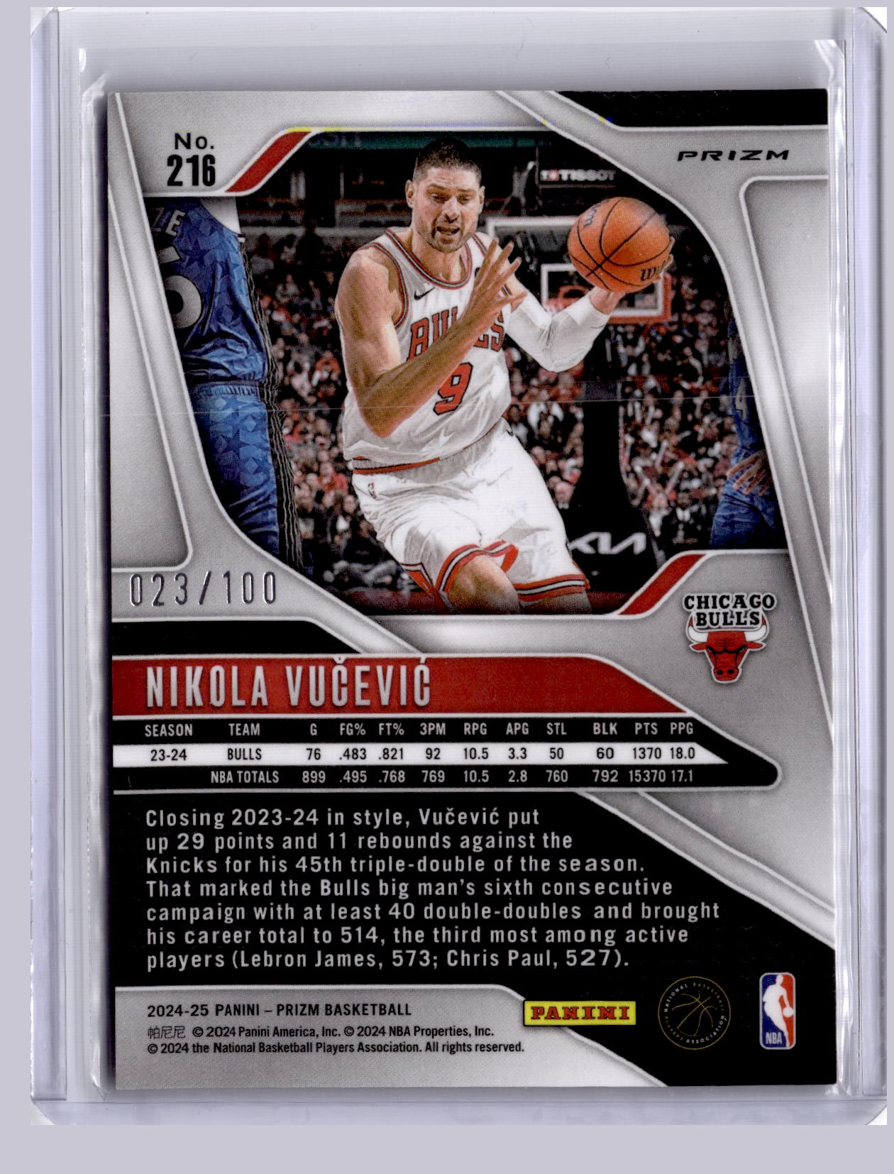Nikola Vucevic 2024 Panini Prizm Red Fast Break 23/100