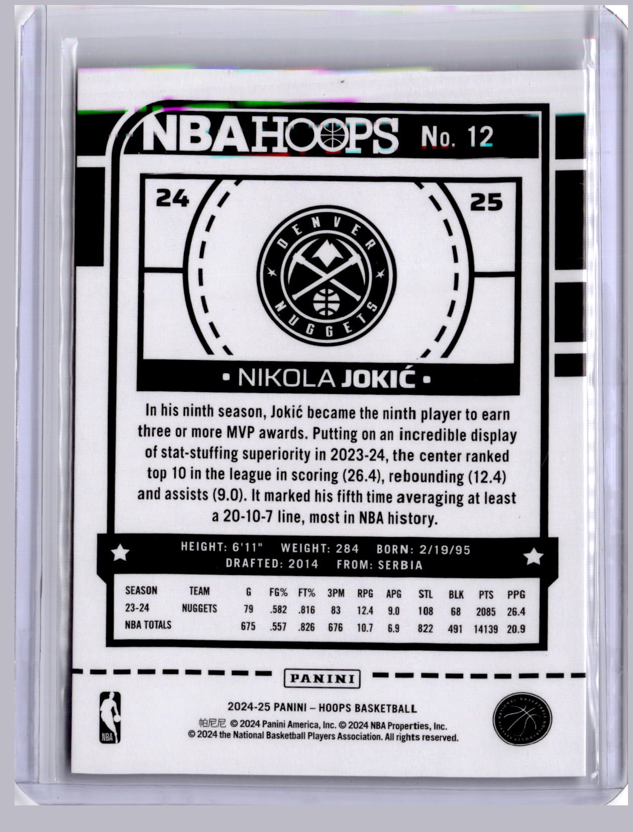 Nikola Jokic 2024 Panini Hoops Silver Foil 76/199