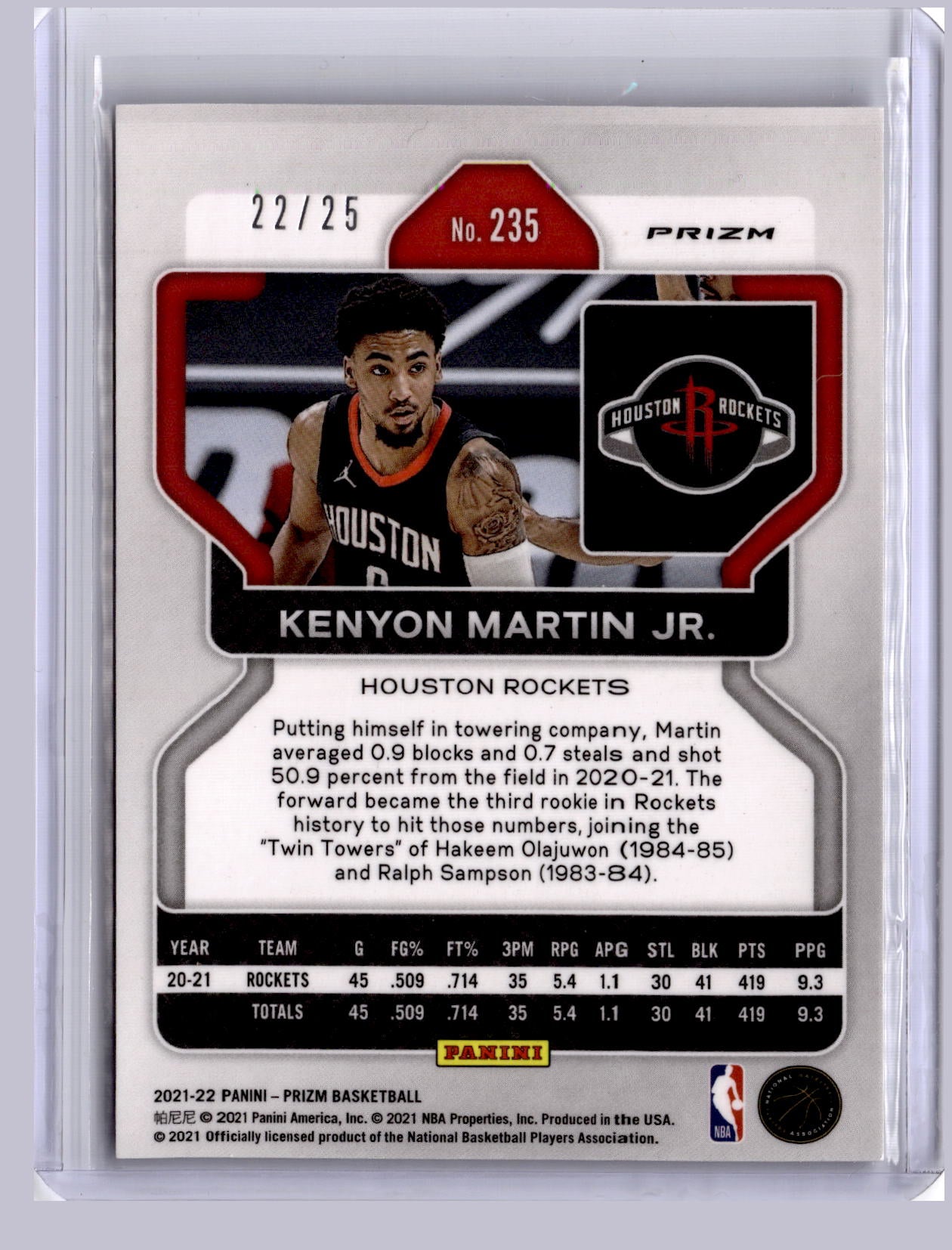 Kenyon Martin Jr. 2021 Panini Prizm Mojo 22/25