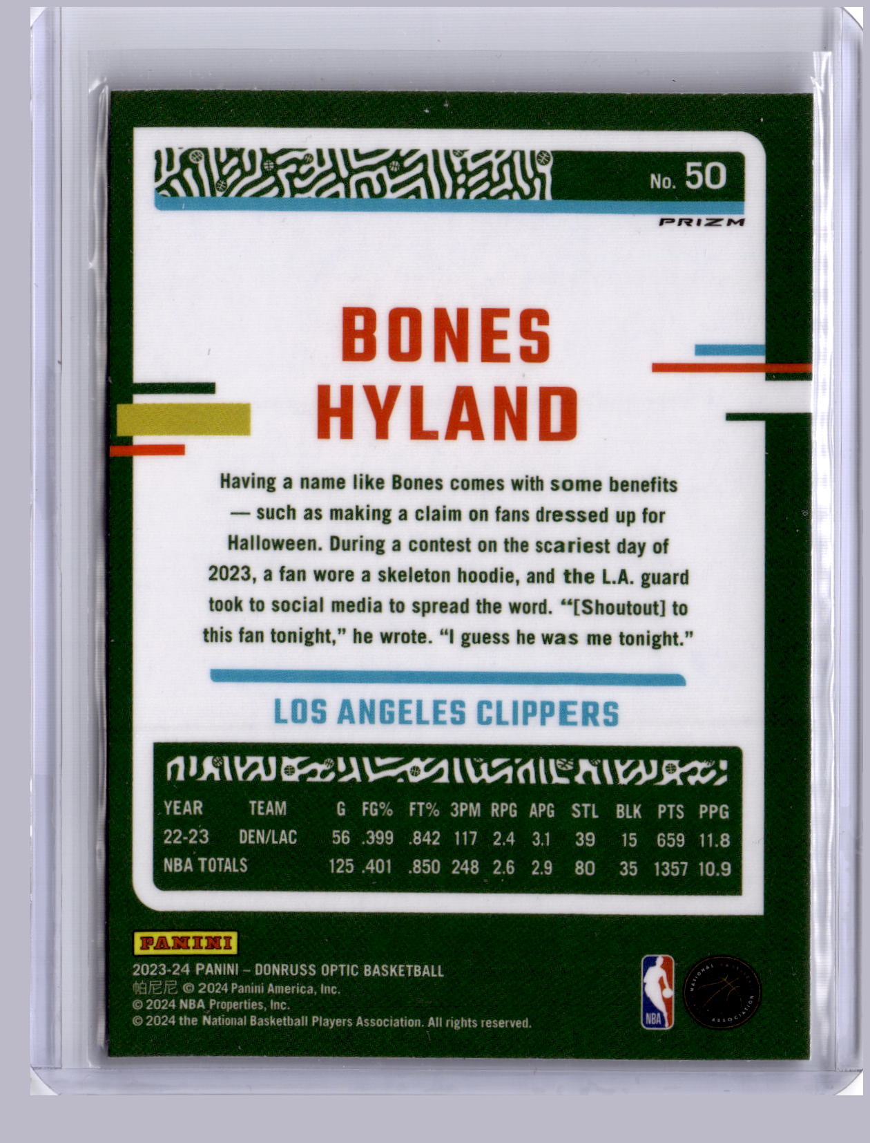 Bones Hyland 2023 Panini Optic Holo