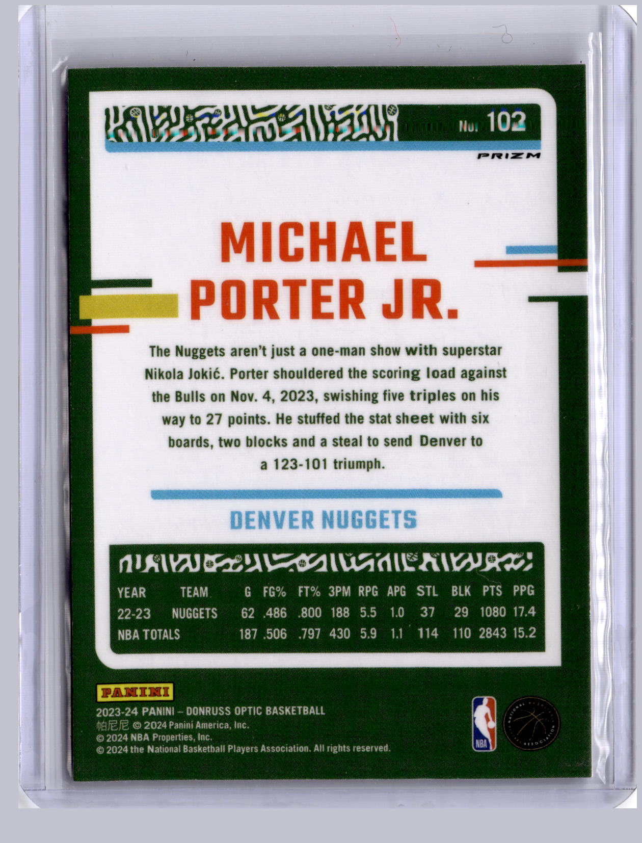 Michael Porter Jr. 2023 Panini Optic Holo