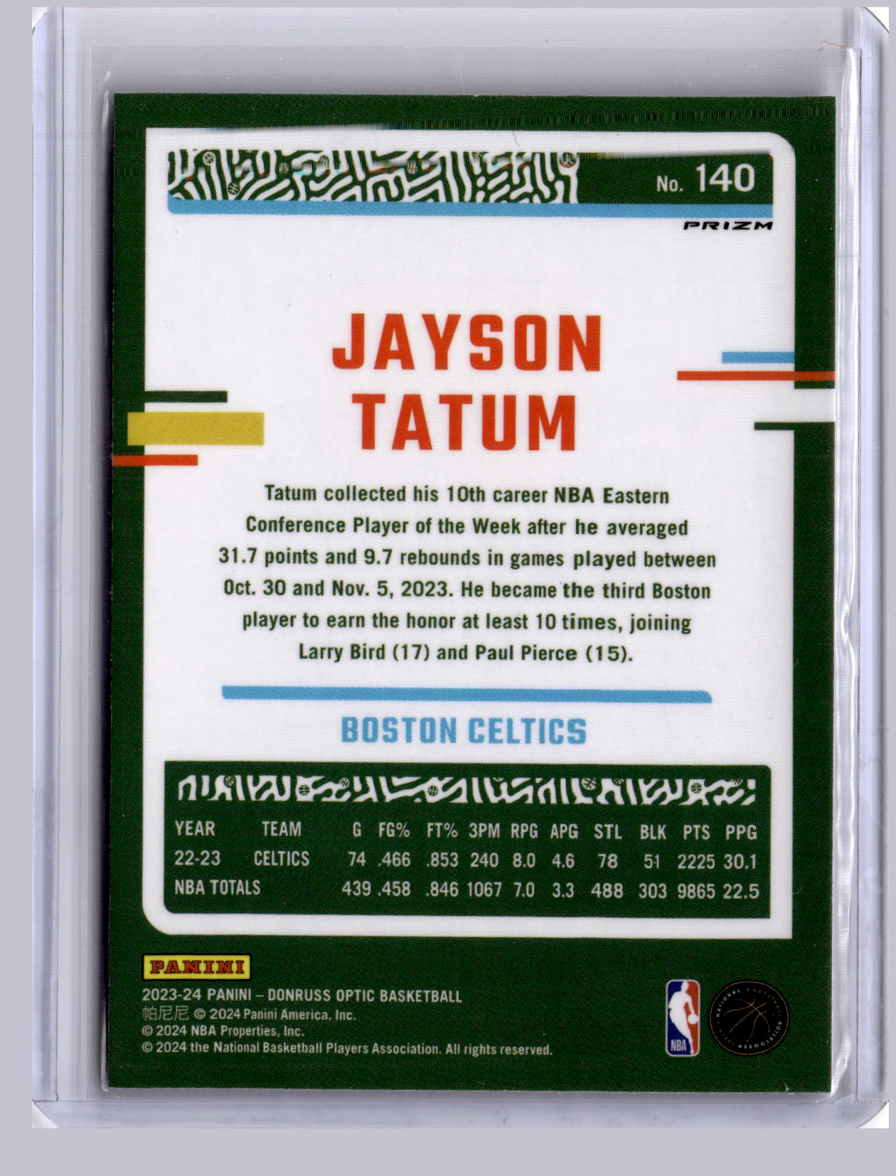 Jayson Tatum 2023 Panini Optic Holo