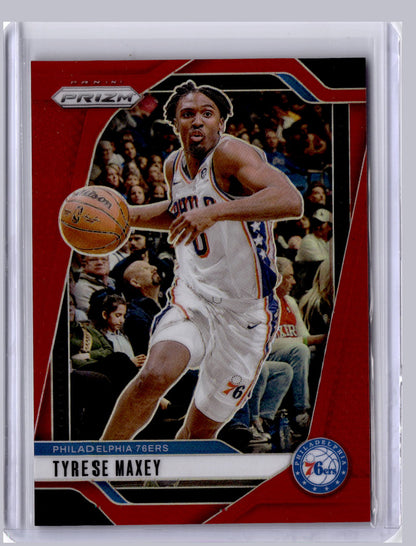 Tyrese Maxey 2024 Panini Prizm Red 009/299
