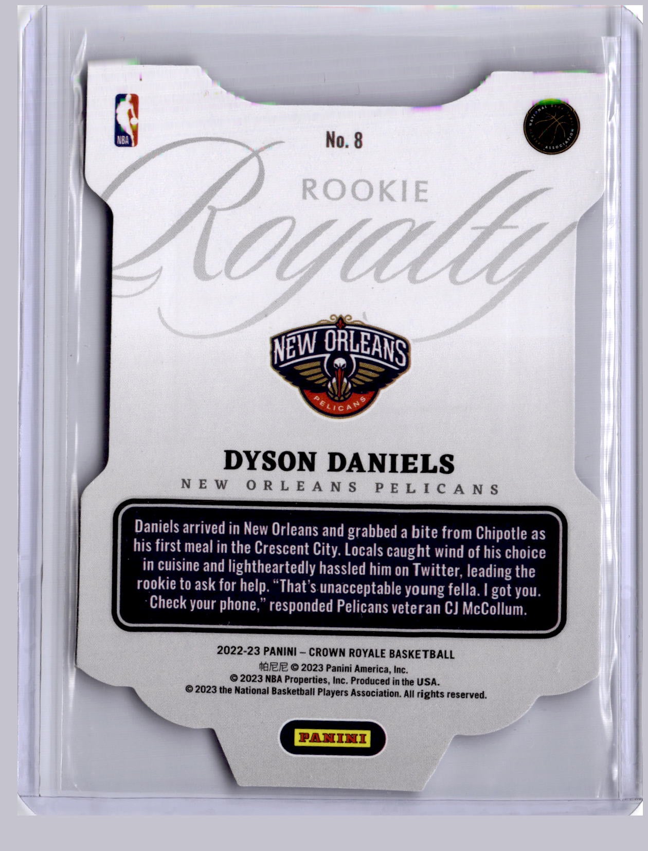 Dyson Daniels 2022 Panini Crown Royale Rookie Royalty Purple RC 39/75