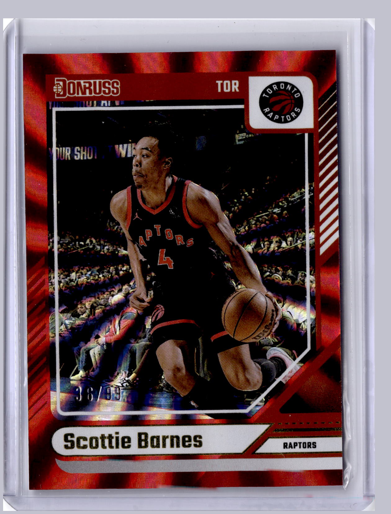 Scottie Barnes 2024 Panini Donruss Red Lazer 36/99