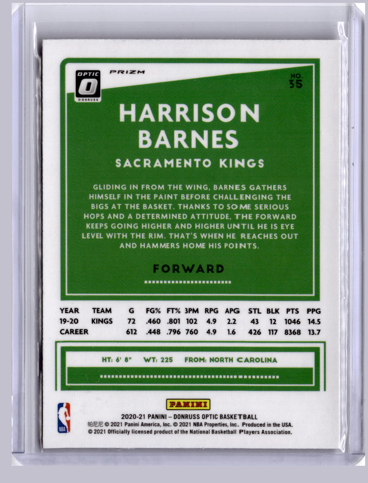 Harrison Barnes 2020 Panini Optic Ruby Wave