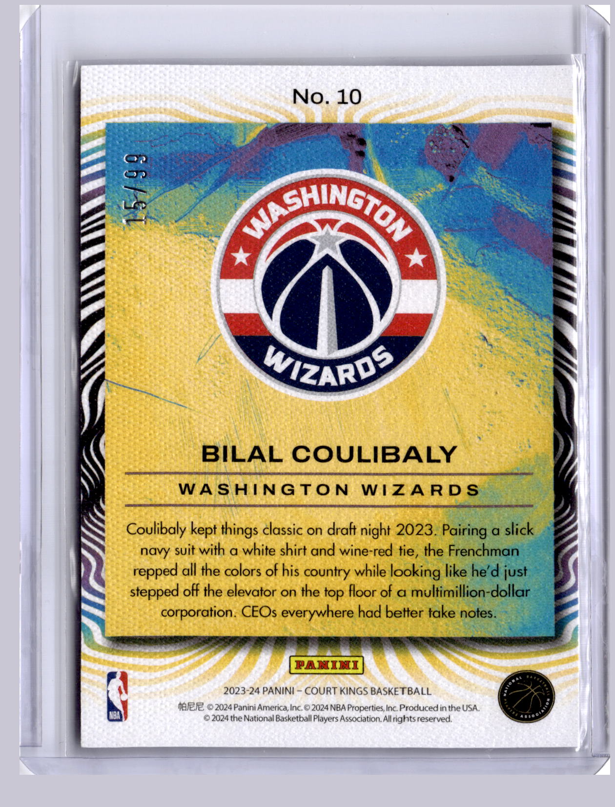 Bilal Coulibaly 2023 Panini Court Kings Sapphire Dressed To Impress RC 15/99