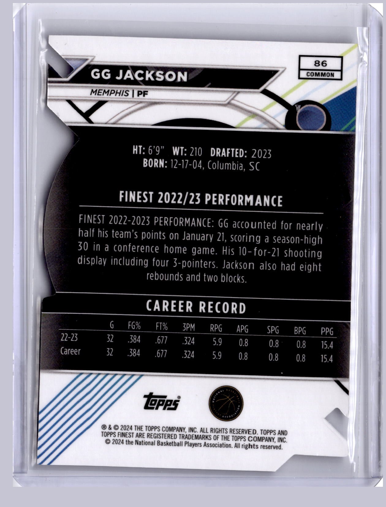 GG Jackson 2023 Topps Finest Common Die Cut RC 26/74