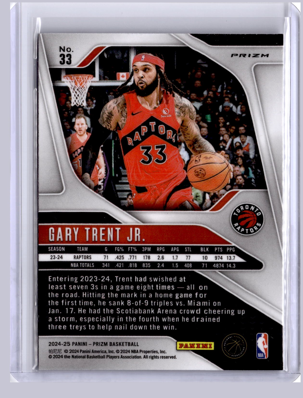 Gary Trent Jr. 2024 Panini Prizm Silver