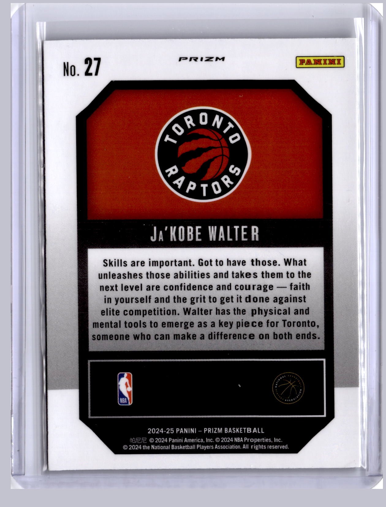 Ja'Kobe Walter 2024 Panini Prizm Emergent Green RC