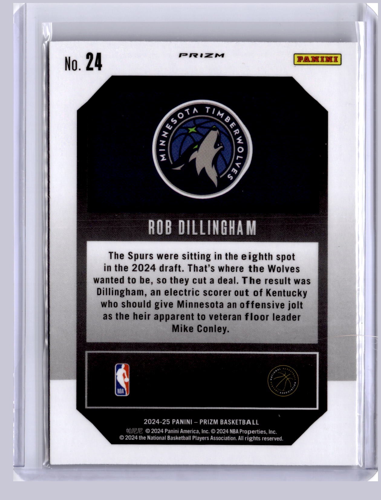 Rob Dillingham 2024 Panini Prizm Emergent Silver RC