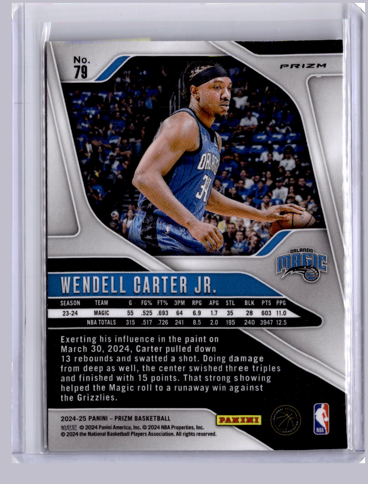 Wendell Carter Jr. 2024 Panini Prizm Silver
