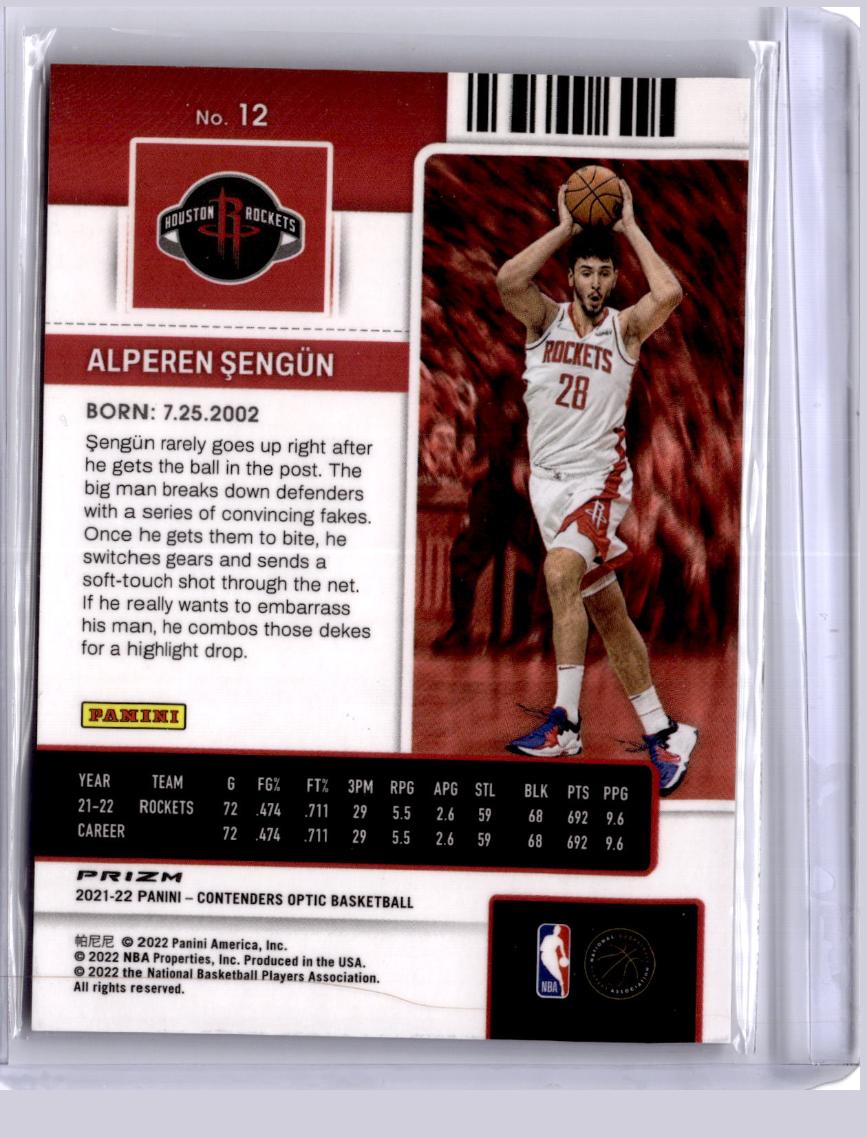 Alperen Sengun 2021 Panini Contenders Optic Silver RC