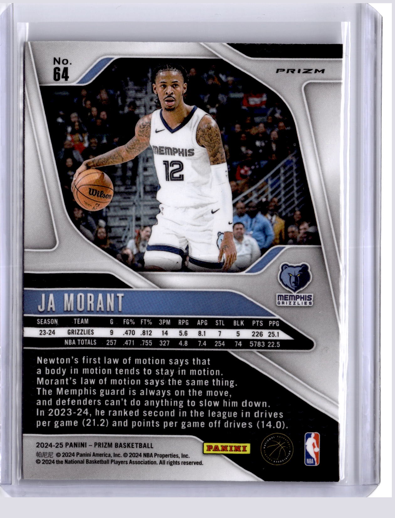 Ja Morant 2024 Panini Prizm Silver