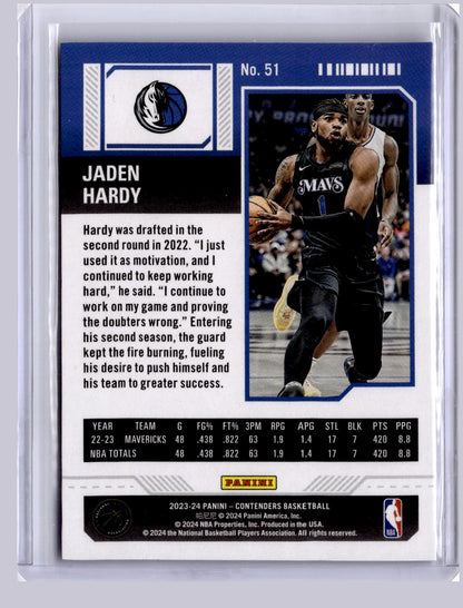 Jaden Hardy 2023 Panini Contenders Playoff Ticket 059/249