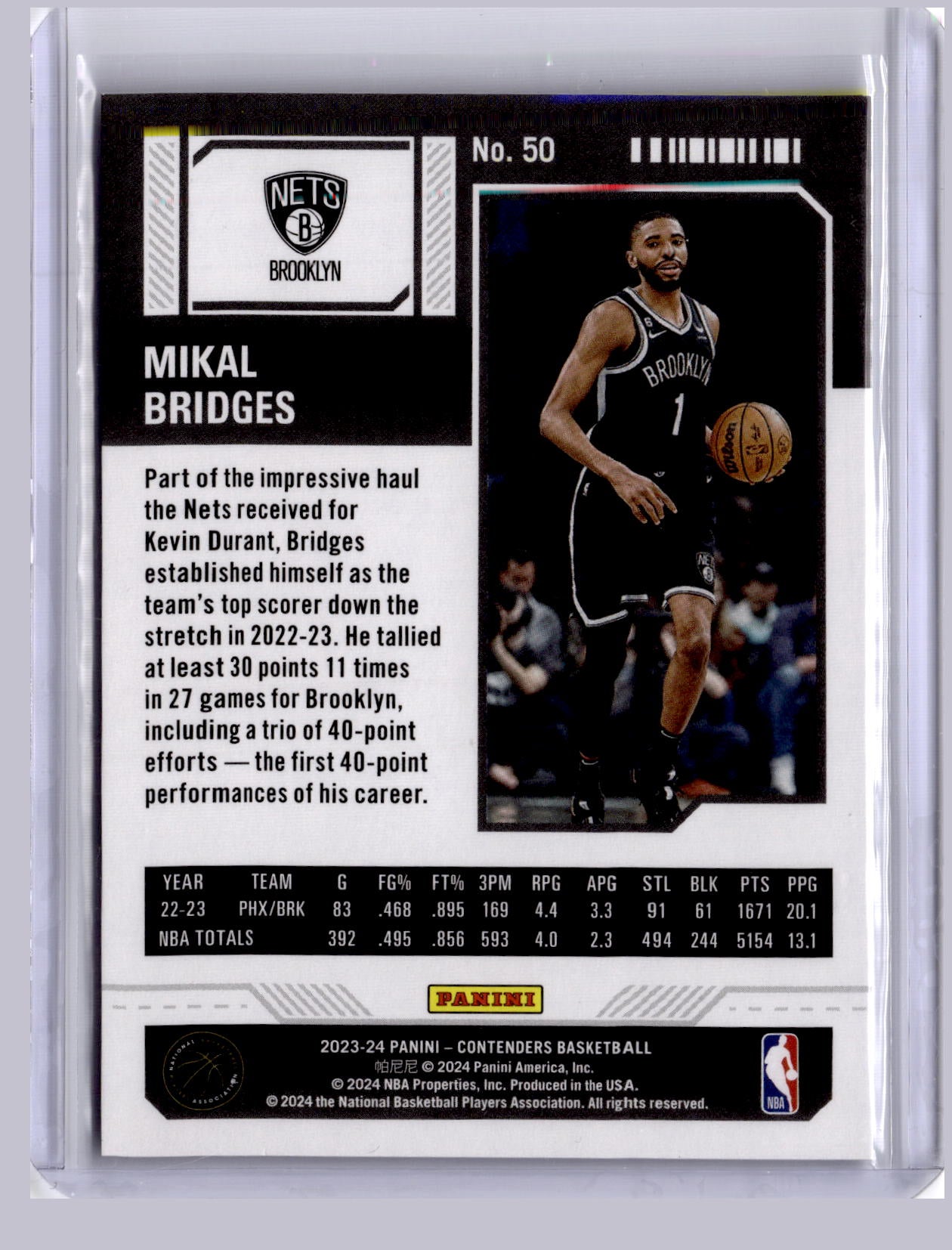 Mikal Bridges 2023 Panini Contenders Playoff Ticket 059/249
