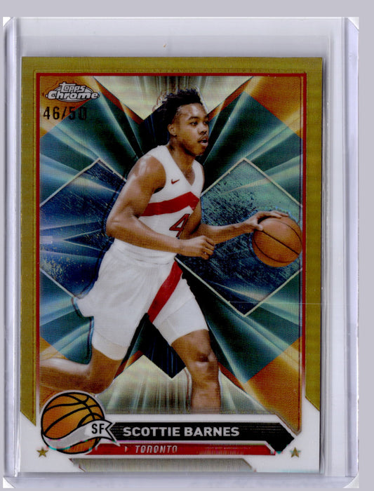 Scottie Barnes 2023 Topps Chrome Gold Refractor 46/50