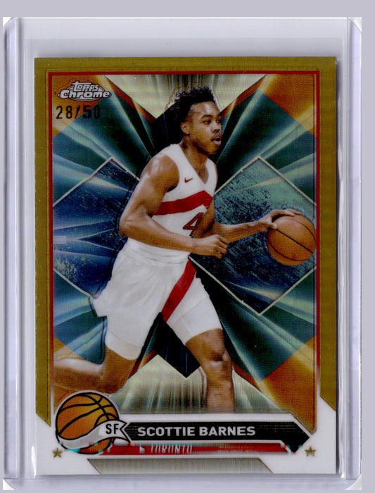 Scottie Barnes 2023 Topps Chrome Gold Refractor 28/50