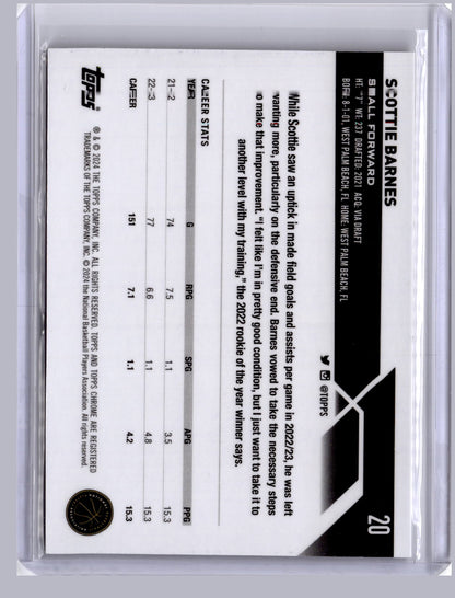 Scottie Barnes 2023 Topps Chrome Gold Refractor 28/50