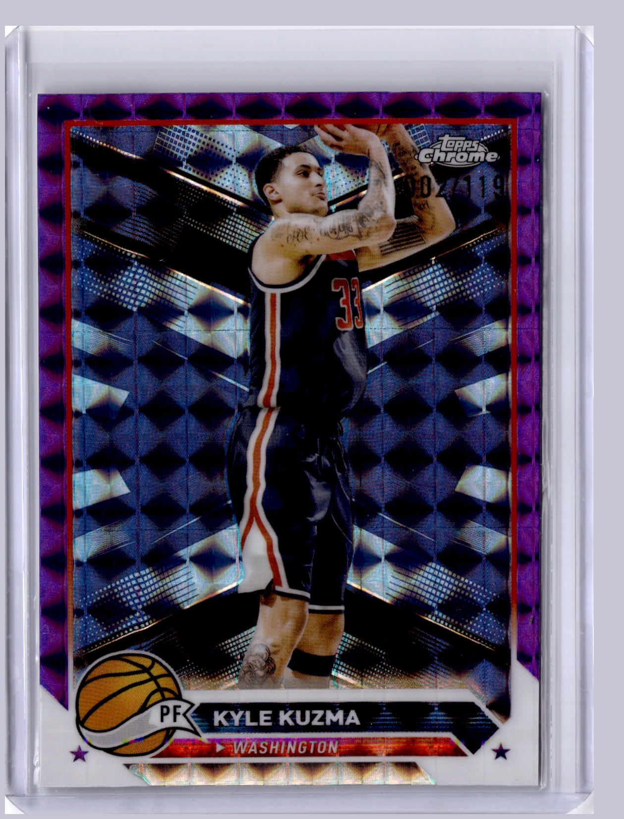 Kyle Kuzma 2023 Topps Chrome Purple Geometric 002/119