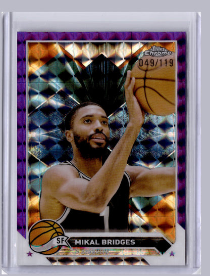 Mikal Bridges 2023 Topps Chrome Purple Geometric 049/119