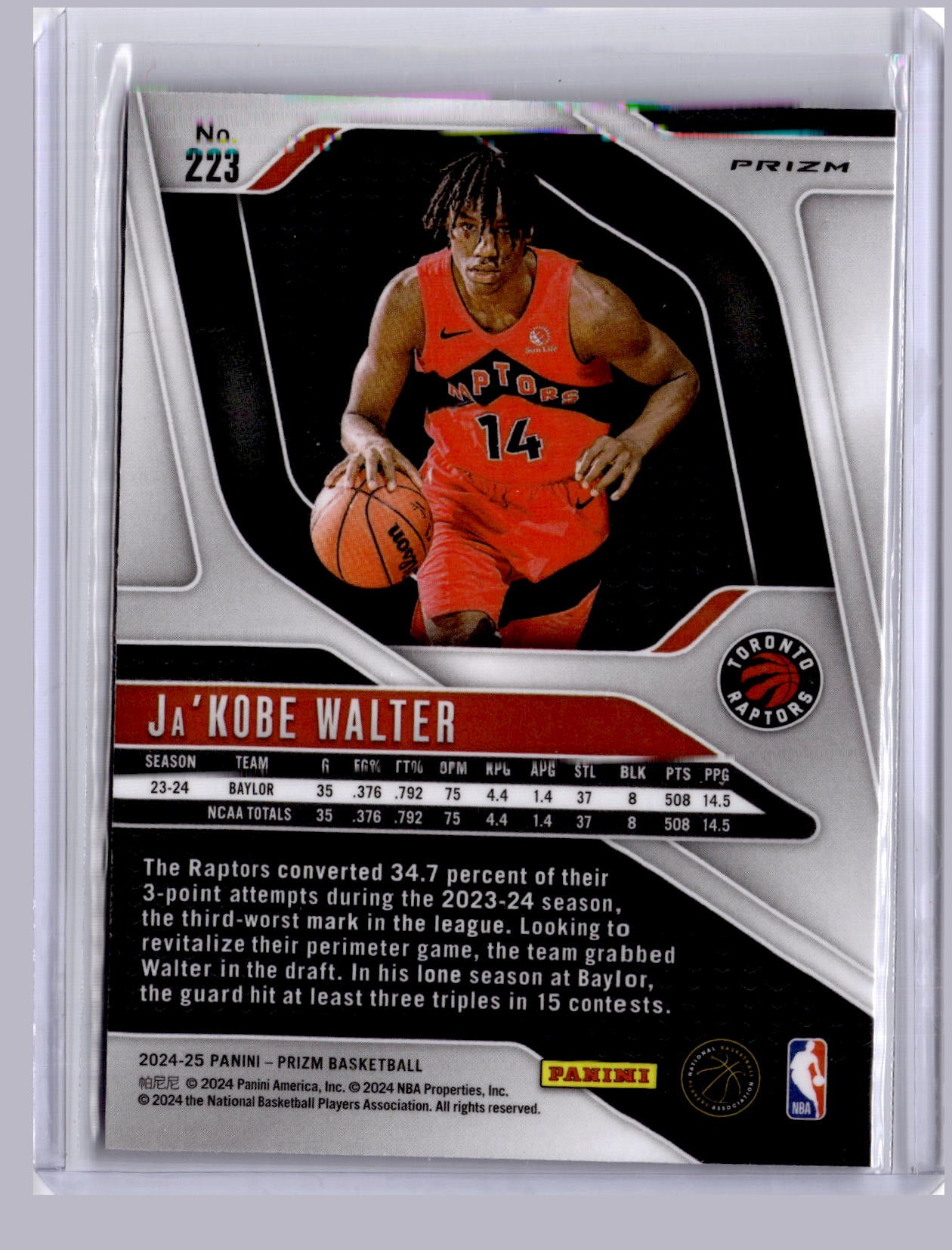 Ja'Kobe Walter 2024-25 Panini Prizm Ice RC