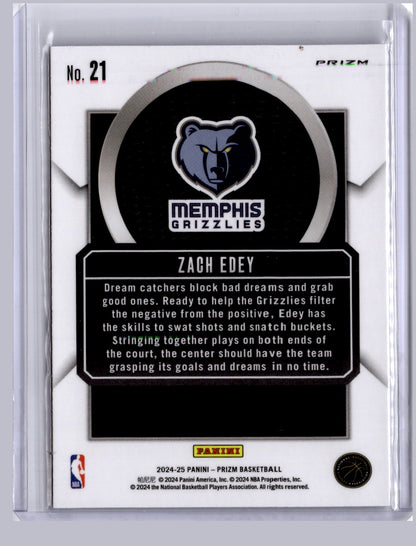 Zach Edey 2024-25 Panini Prizm Talismen Silver RC