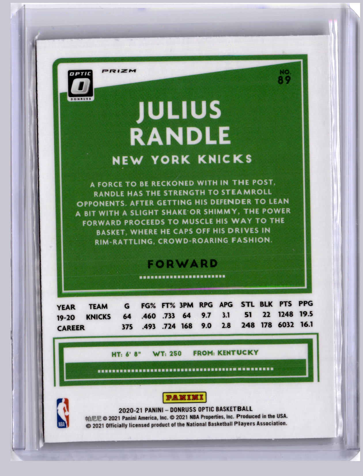 Julius Randle 2020-21 Panini Donruss Optic Red Wave