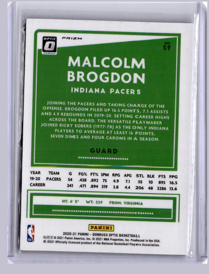 Malcolm Brogdon 2020-21 Panini Donruss Optic Red Wave