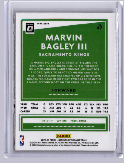 Marvin Bagley III 2020-21 Panini Donruss Optic Red Wave