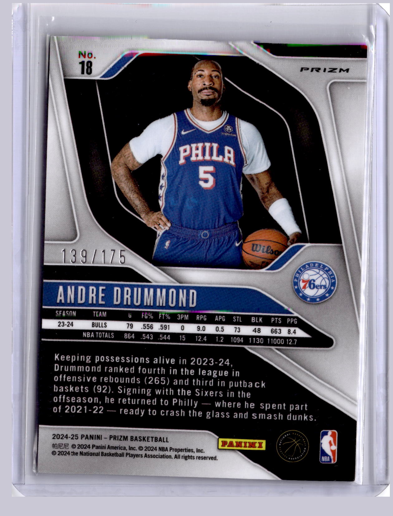 Andre Drummond 2024-25 Panini Prizm White 139/175