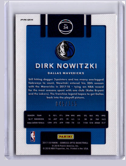 Dirk Nowitzki 2017-18 Panini Donruss Optic Purple Fast Break 45/155