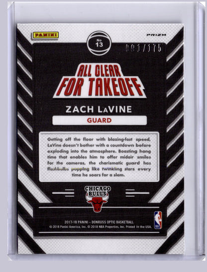 Zach LaVine 2017-18 Panini Donruss Optic All Clear For Takeoff Lime Green 91/175